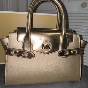 Michael Kors Carmen Medium Metallic Belted Satchel